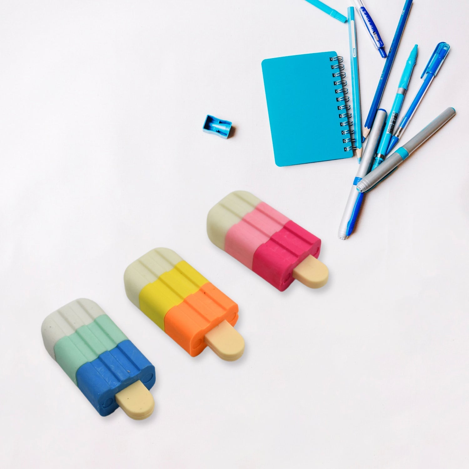 4566 New Ice Cream Stick Erasers for Kids, Pops Fruit-Scented Puzzle Erasers, School Supplies for Kids - Set of 3 4566 New Ice Cream Stick Erasers for Kids, Pops Fruit-Scented Puzzle Erasers, School Supplies for Kids - Set of 3